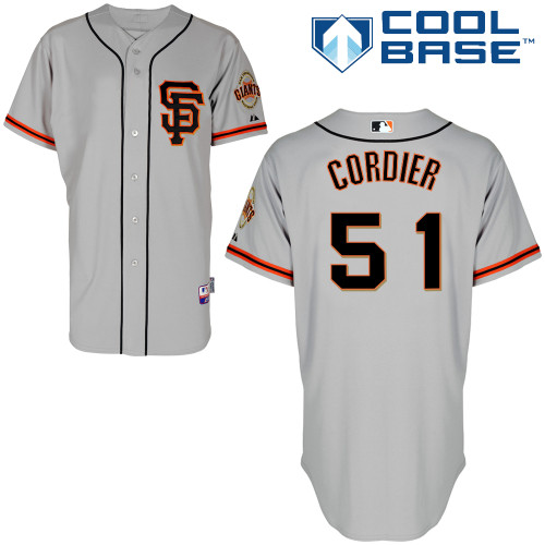Erik Cordier #51 MLB Jersey-San Francisco Giants Men's Authentic Road 2 Gray Cool Base Baseball Jersey